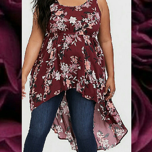 torrid Tops - EUC 2X Torrid Floral High Low Blouse